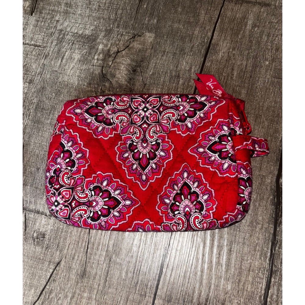Vera Bradley Quilted Backpack and Cosmetic Bag Set Cherry Blossoms Red Floral - Picture 7 of 9